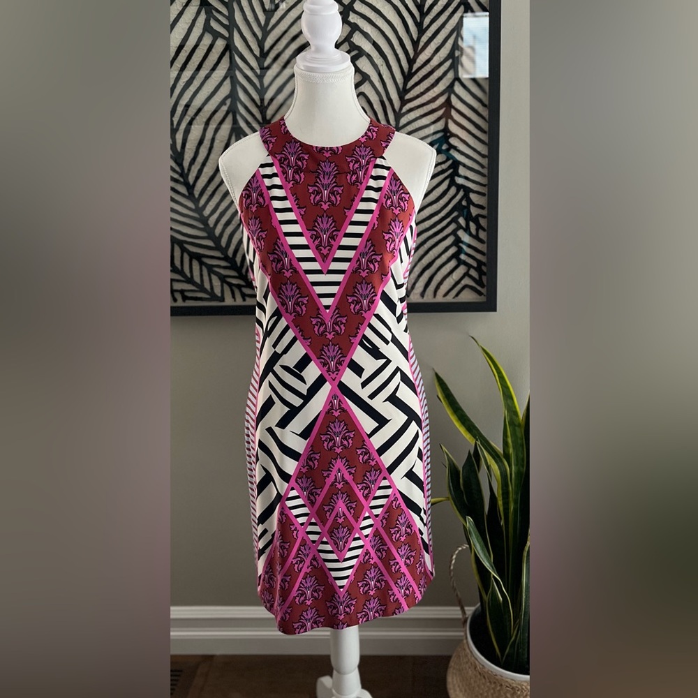 Muse Pink and Black Patterned Mini Dress